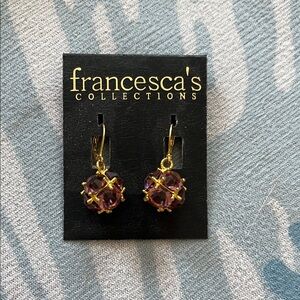 Francesca's Collections Purple and Gold Dangle Earrings